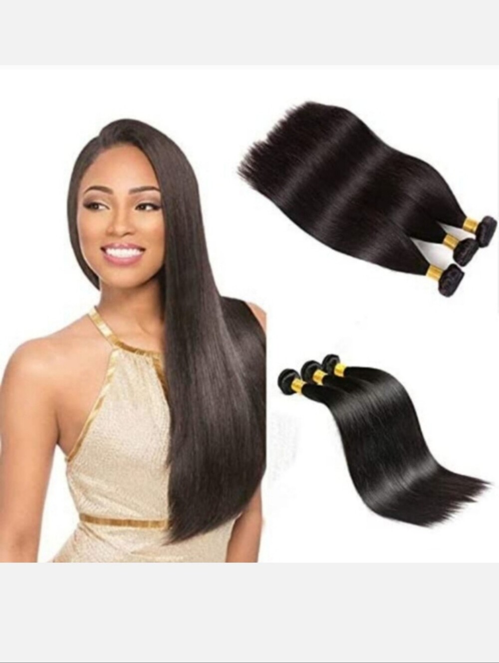 3 Bundles Brazilian Hair Extensions 100% Human Virgin Remy Straight 8" 10" & 12"